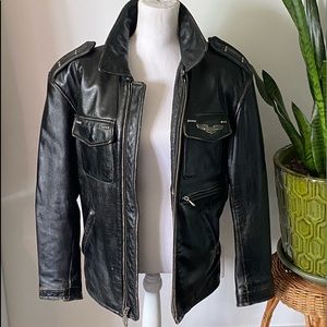 RARE Harley Davidson Mens Vintage ORIGINAL Wing Distressed Leather Jacket -S